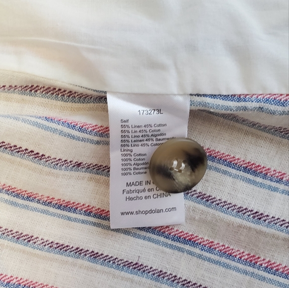 Anthropologie Dolan Anna Double-Breasted Linen blend Striped Blazer Sz L - Picture 6 of 6